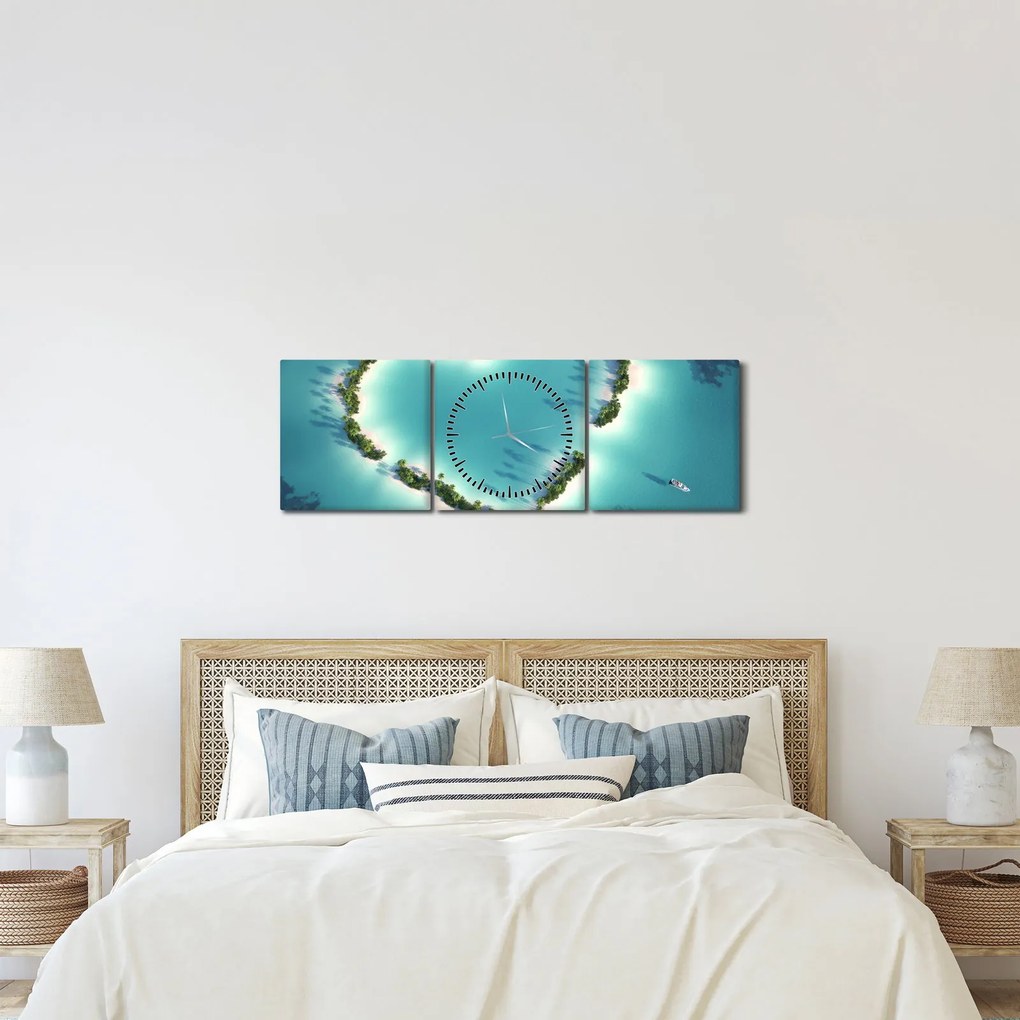 Kép - Szívszigetek (órával) (90x30 cm)