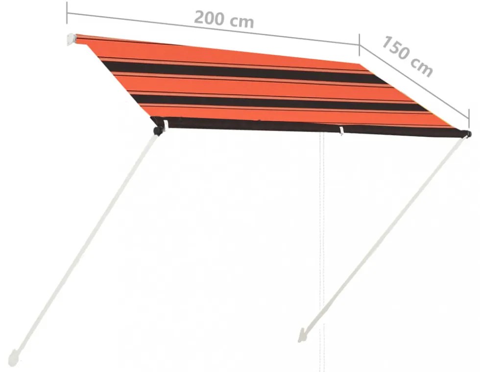 narancssárga és barna feltekerhető napellenző 200 x 150 cm