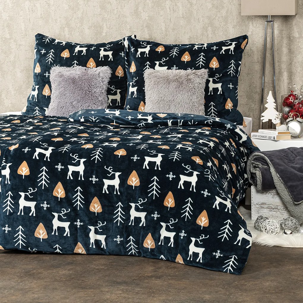 4Home Nordic Deer mikroflanel ágyneműhuzat, 140 x 220 cm, 70 x 90 cm