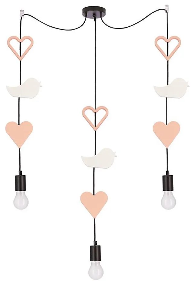 TRIO zsinóros gyerek csillár 3xE27/20W/230V rózsaszín/fehér