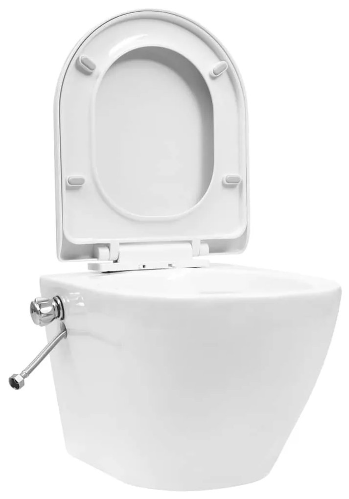 Fehér kerámia falra szerelhető perem nélküli WC tartály