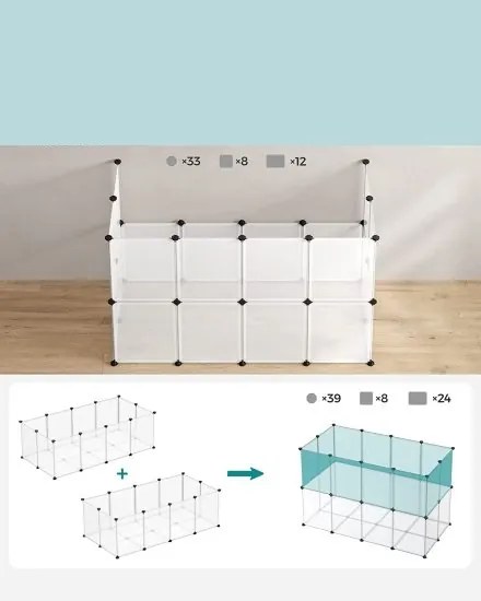 BEN átlátszó műanyag állatkarám, 143x71x47cm, átlátszó SongmicsHome