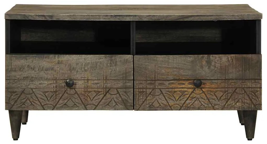 Világosszürke tömör mangófa dohányzóasztal 80x54x40 cm