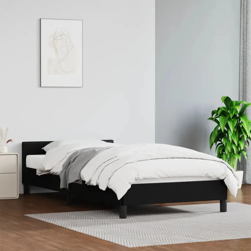 fekete ágykeret fejtámlával matrac nélkül 100x200 cm