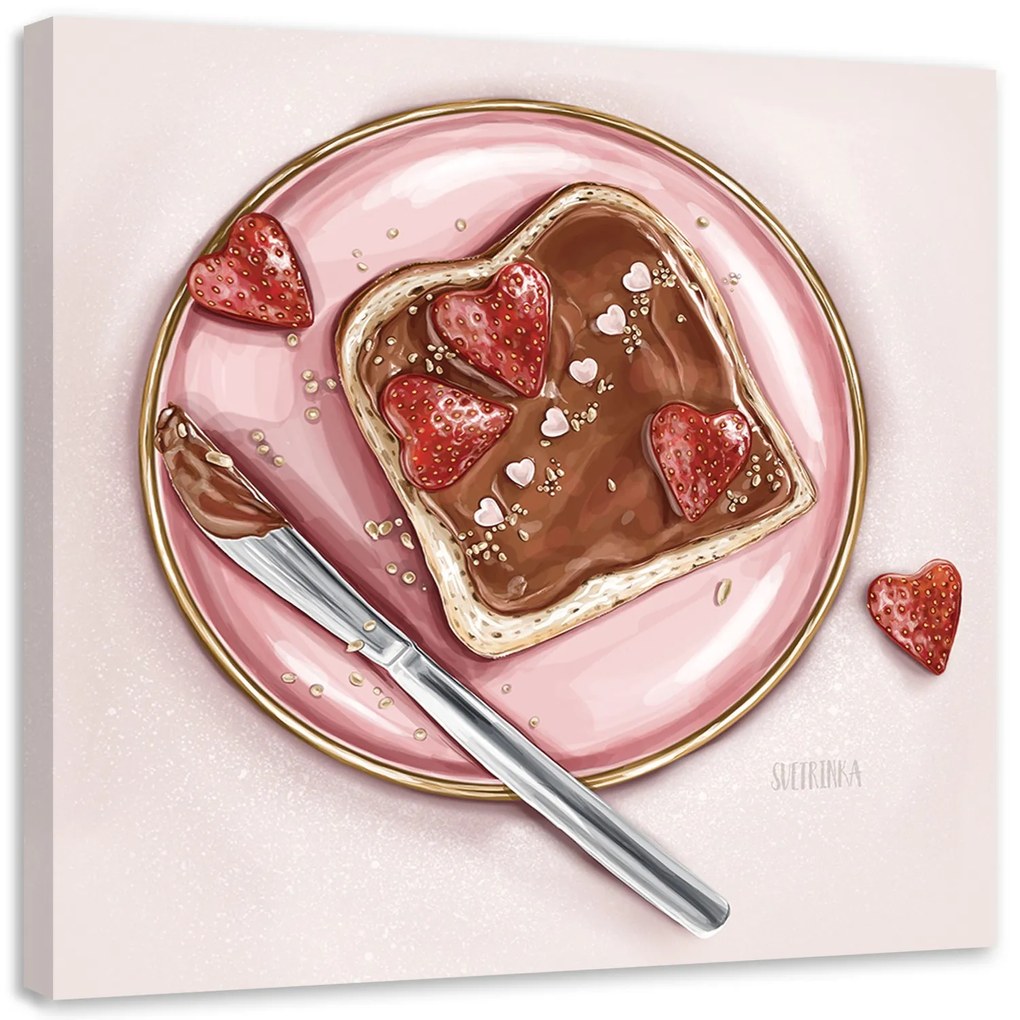 Gario Vászonkép Nutella és eper szendvics - Svetlana Gracheva Méret: 60 x 60 cm