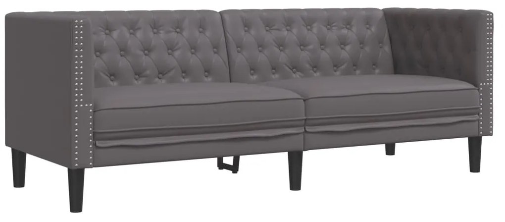 2 részes szürke műbőr Chesterfield kanapégarnitúra