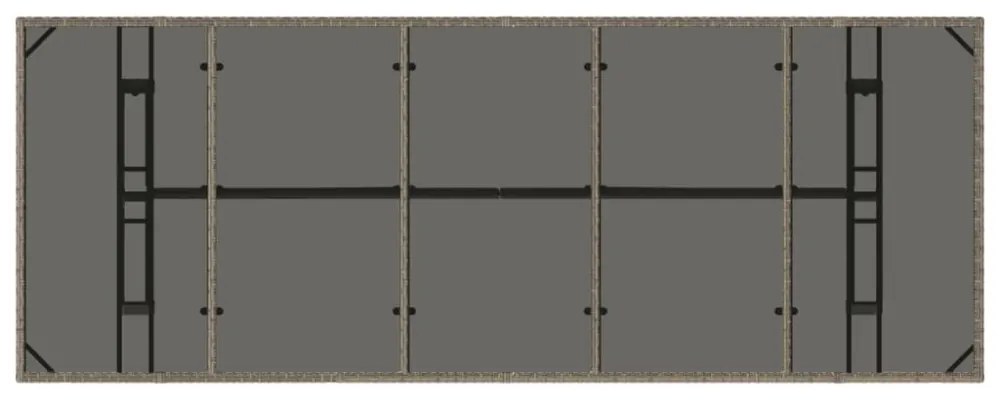 szürke polyrattan üveglapos kerti asztal 240 x 90 x 75 cm
