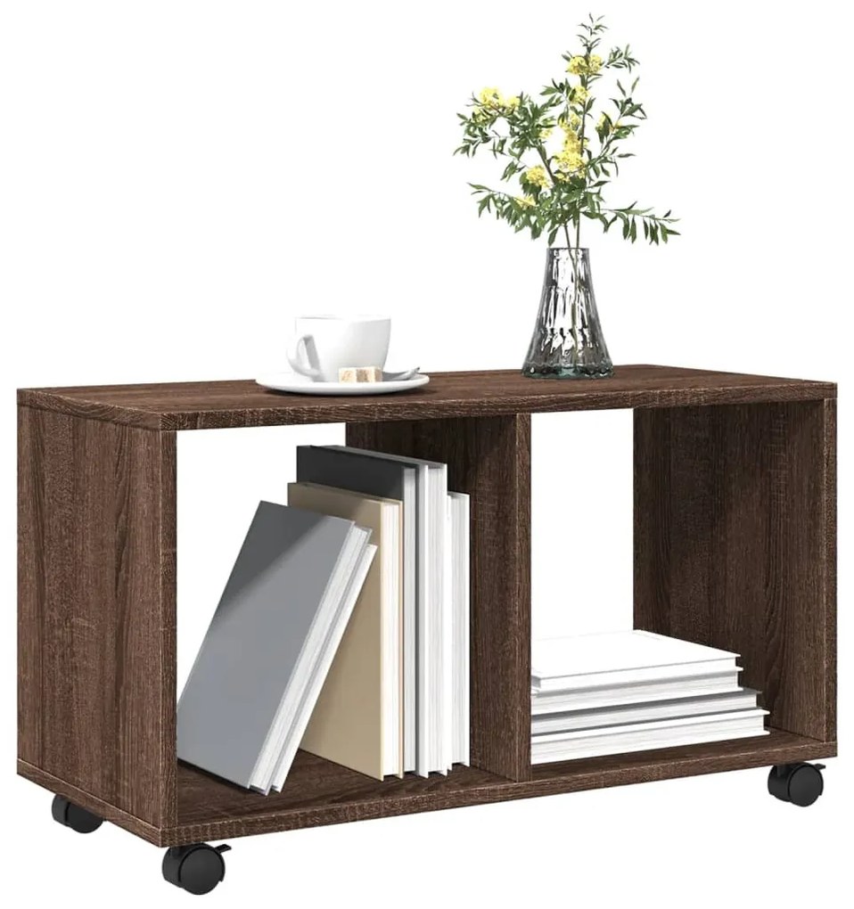 barna tölgy színű szerelt fa görgős szekrény 72 x 33 x 42,5 cm