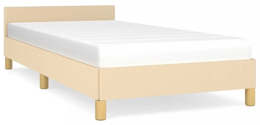 krémszínű szövet ágykeret fejtámlával matrac nélkül 80 x 200 cm