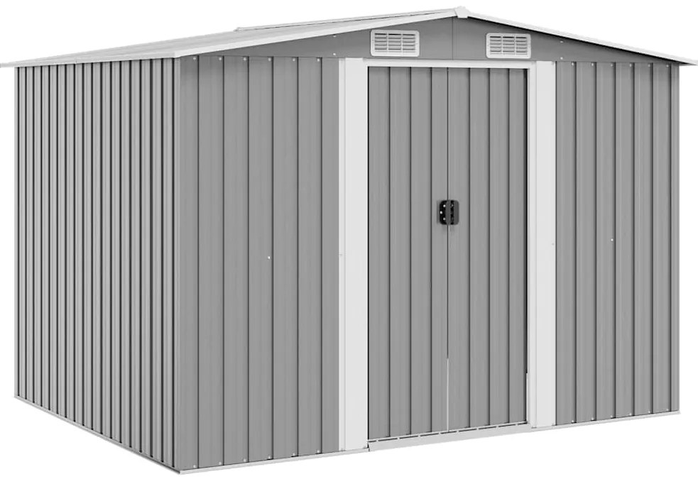 vidaXL szürke fém kerti fészer 257 x 205 x 178 cm