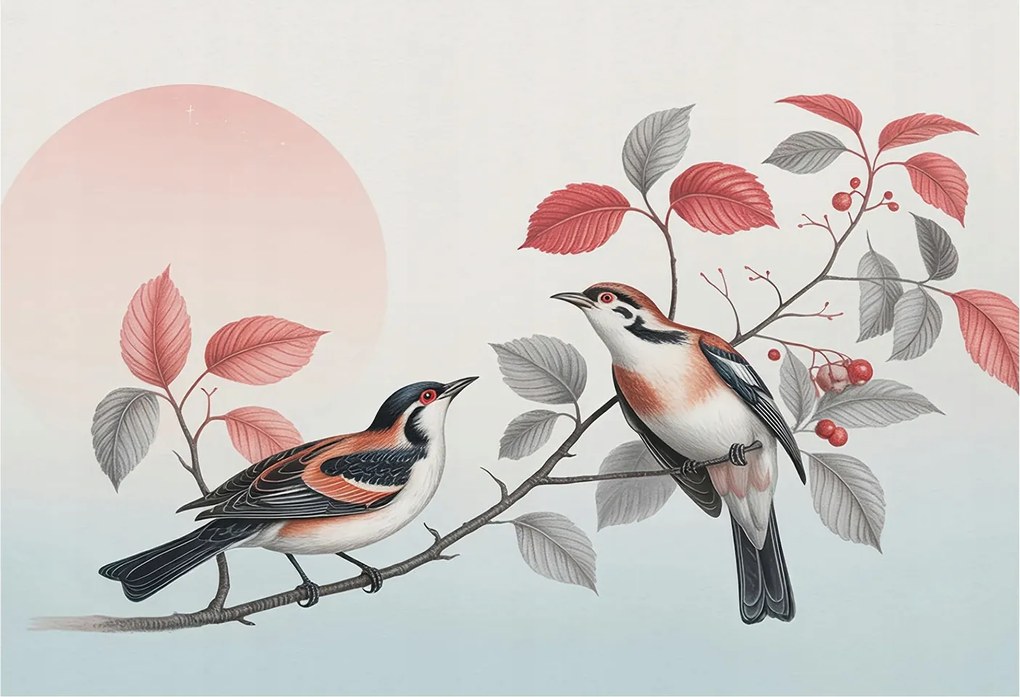 Fotótapéta Flizelin Dekoratív az irodába Ülő madarak 152x104 Ragasztó