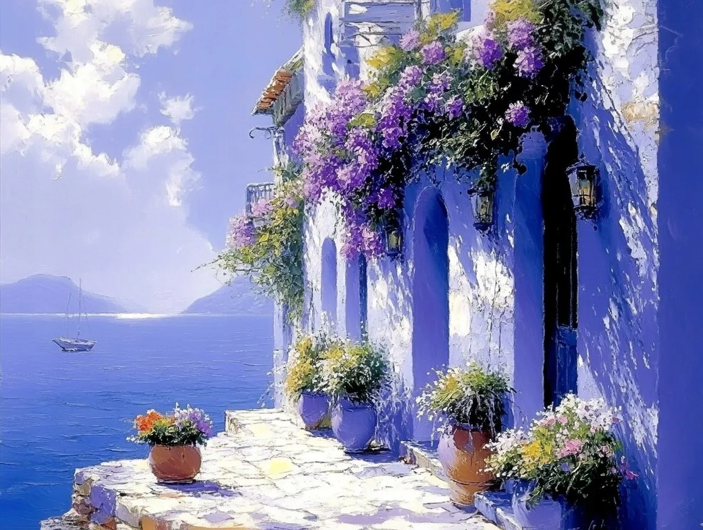 Vászonkép Canvas Tájkép Görögország Kükládok Tengerpart Tenger Nyaralás 100x75