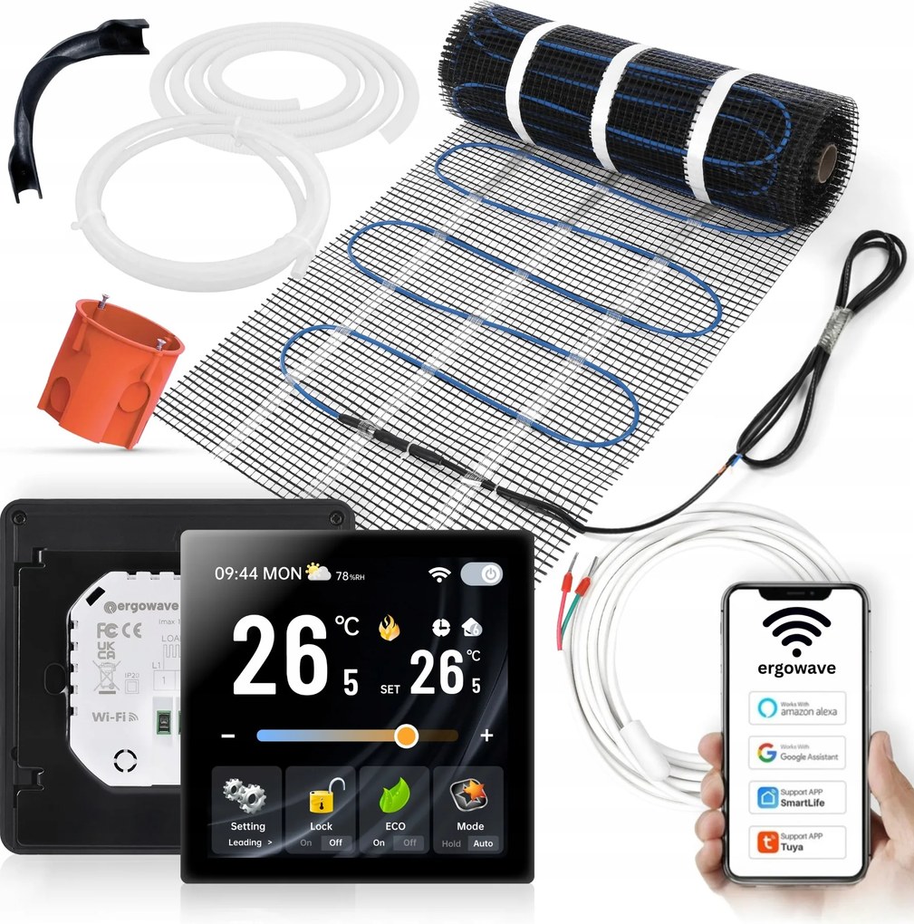 Fűtőszőnyeg szett 1.5m2 modern termosztáttal Nice.b, Smart app