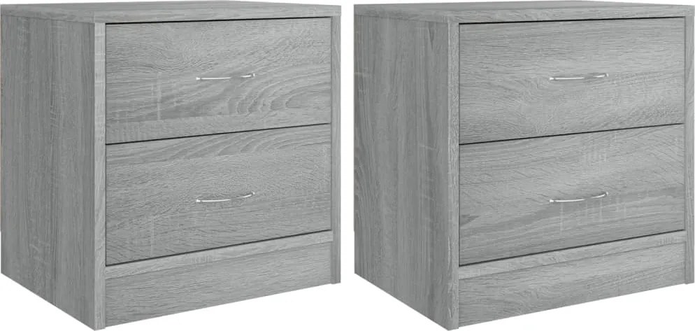 vidaXL 2 db szürke sonoma színű szerelt fa éjjeliszekrény 40x30x40 cm