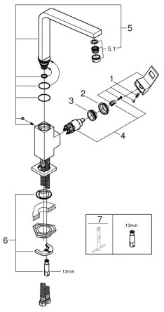 GROHE 31255000 - EUROCUBE mosogatócsaptelep, fényes króm