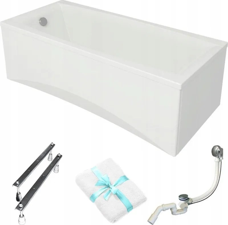 Virgo téglalap alakú akril kád 180x80 fehér burkolat kézi lábszifon