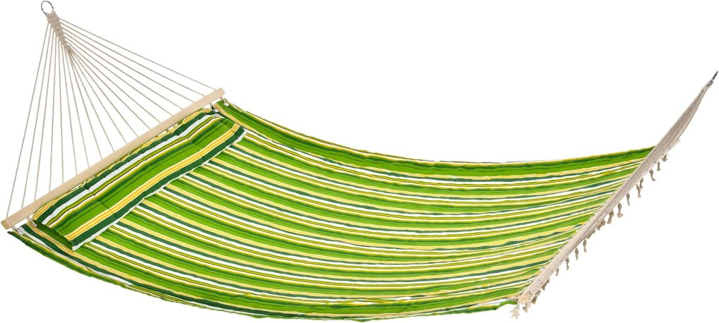 Outsunny Kétfős Kerti Hintaágy, Függesztett Hinta Kempingezéshez Pamutból és Poliészterből Párnával 188x140cm | Aosom