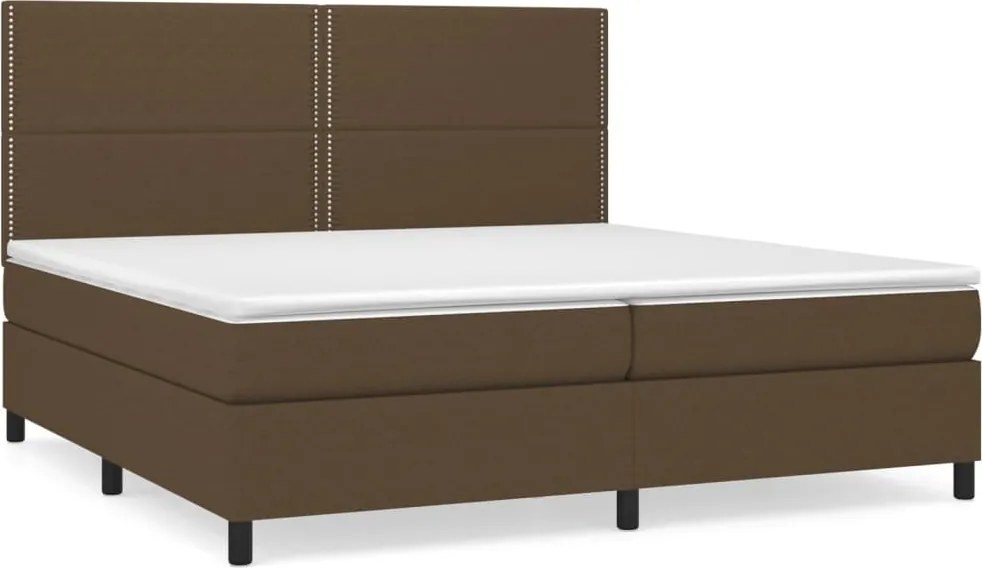 vidaXL sötétbarna szövet rugós ágy matraccal 200 x 200 cm