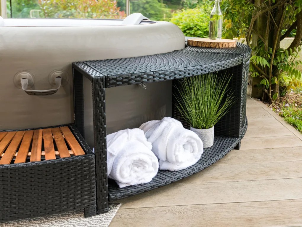 Lay-Z-Spa kör alakú rattan pezsgőfürdő bútor, 180 cm, fekete