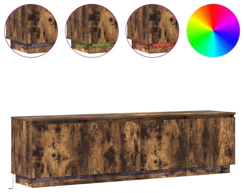 TV szekrény LED füstölt tölgy 180x38x49 cm szerelt fa