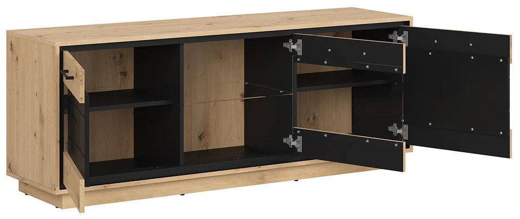 TV asztal/szekrény Pont RTV2D1W (artisan tölgy + matt fekete). Akció -18%. 1063039