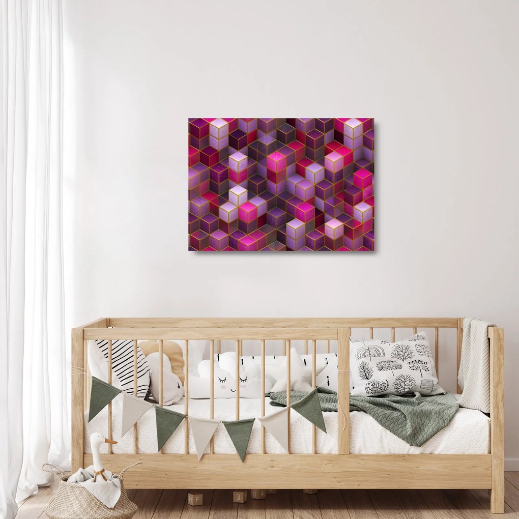 Lila kockák képe (üvegen) (70x50 cm)