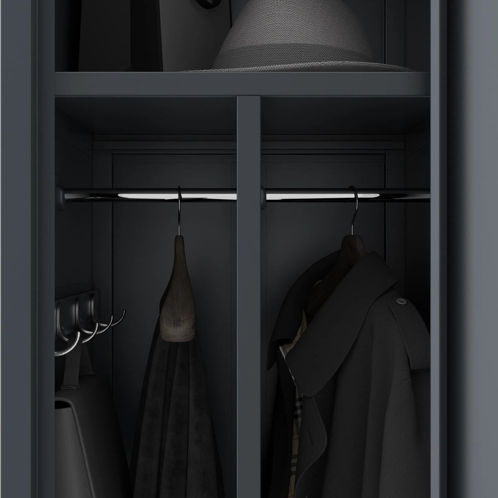 Kétrekeszes személyzeti ruhaszekrény antracit, 400x1800x500 mm: KACPER 1 Plus