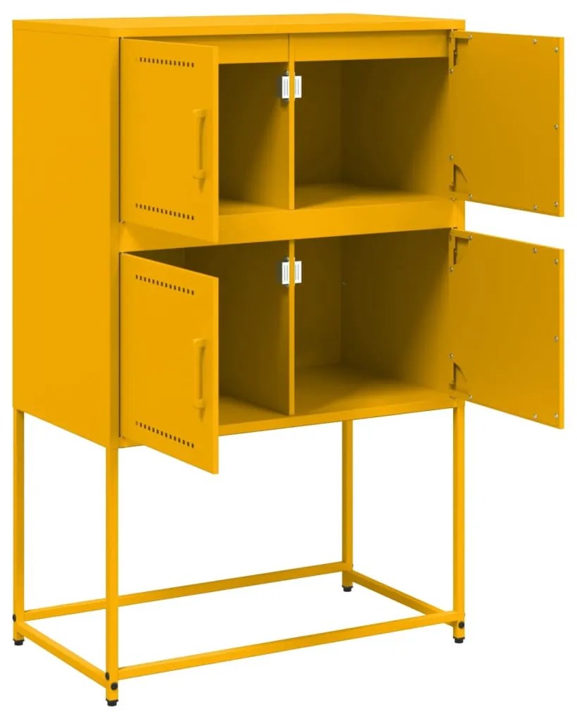 mustársárga acél tálalószekrény 68,5x38,5x107 cm