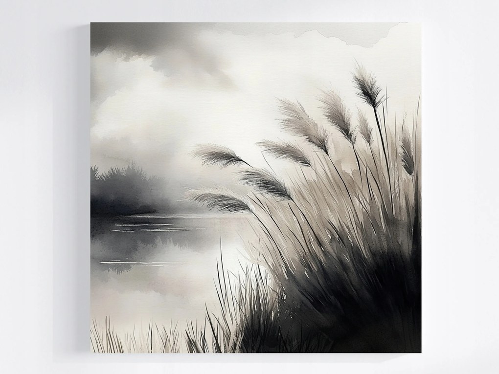 Vászonkép Canvas Tájkép Kilátás Tó Pampas Fű 80x80