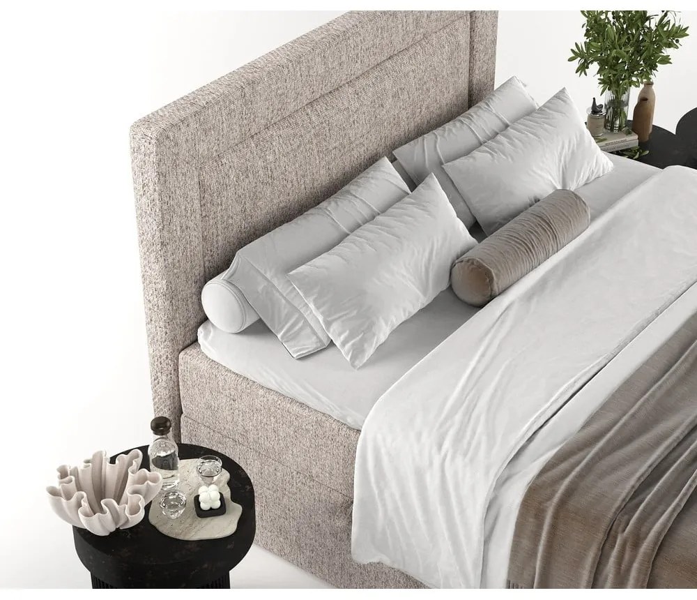Világosbarna ágyneműtartós boxspring ágy 160x200 cm Imagine – Maison de Rêve