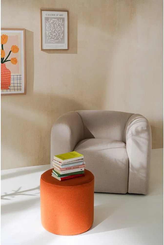 Terrakotta színű gyapjú puff Folk – noo.ma