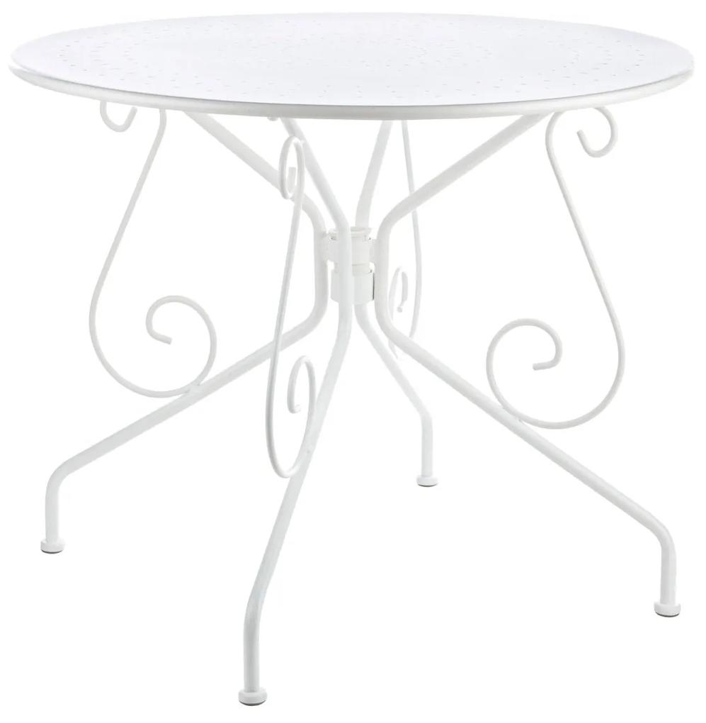 ETIENNE 4 személyes fehér acél kerti asztal
