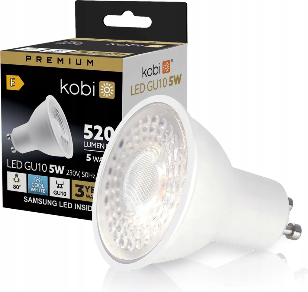 Led izzó GU10 Reflektor 5W 450lm 6500K Hideg 80° Prémium