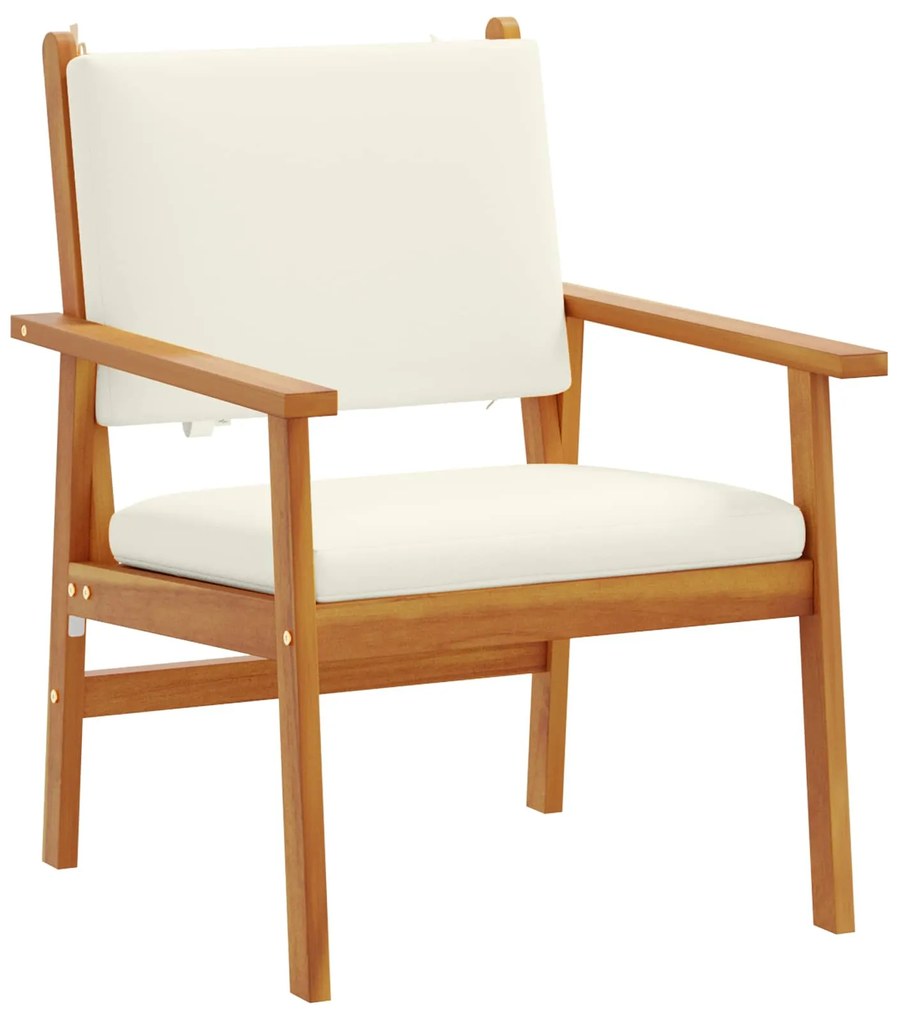 vidaXL Kerti Szék párnával 2 pcs Krémszín Tömör Akácfa