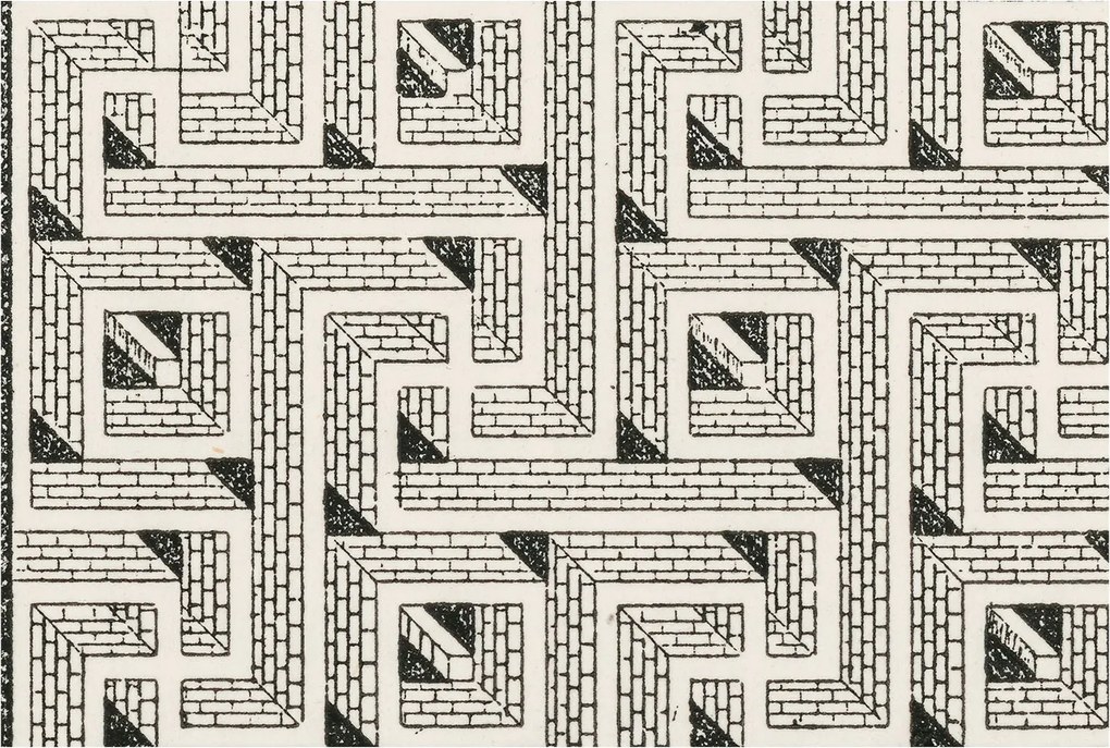 Divatos Flizelin Tapéta Ragasztóval Fali 3D Tégla labirintus 104x70 Ragasztó