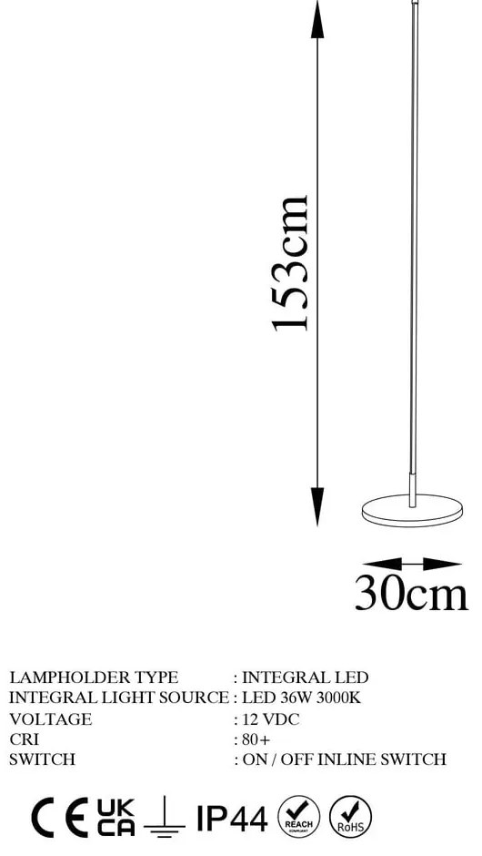 Fekete LED állólámpa (magasság 153 cm) Sword – Opviq lights