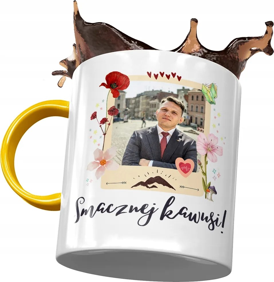 Sárga Bögre Sławomir Mentzen XD Ajándék Nyomtatott Fotóval