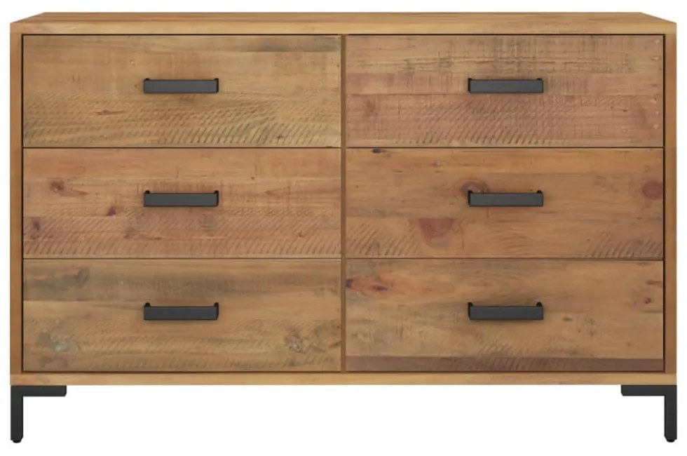 barna tömör újrahasznosított fenyőfa tálalószekrény 110x35x70cm