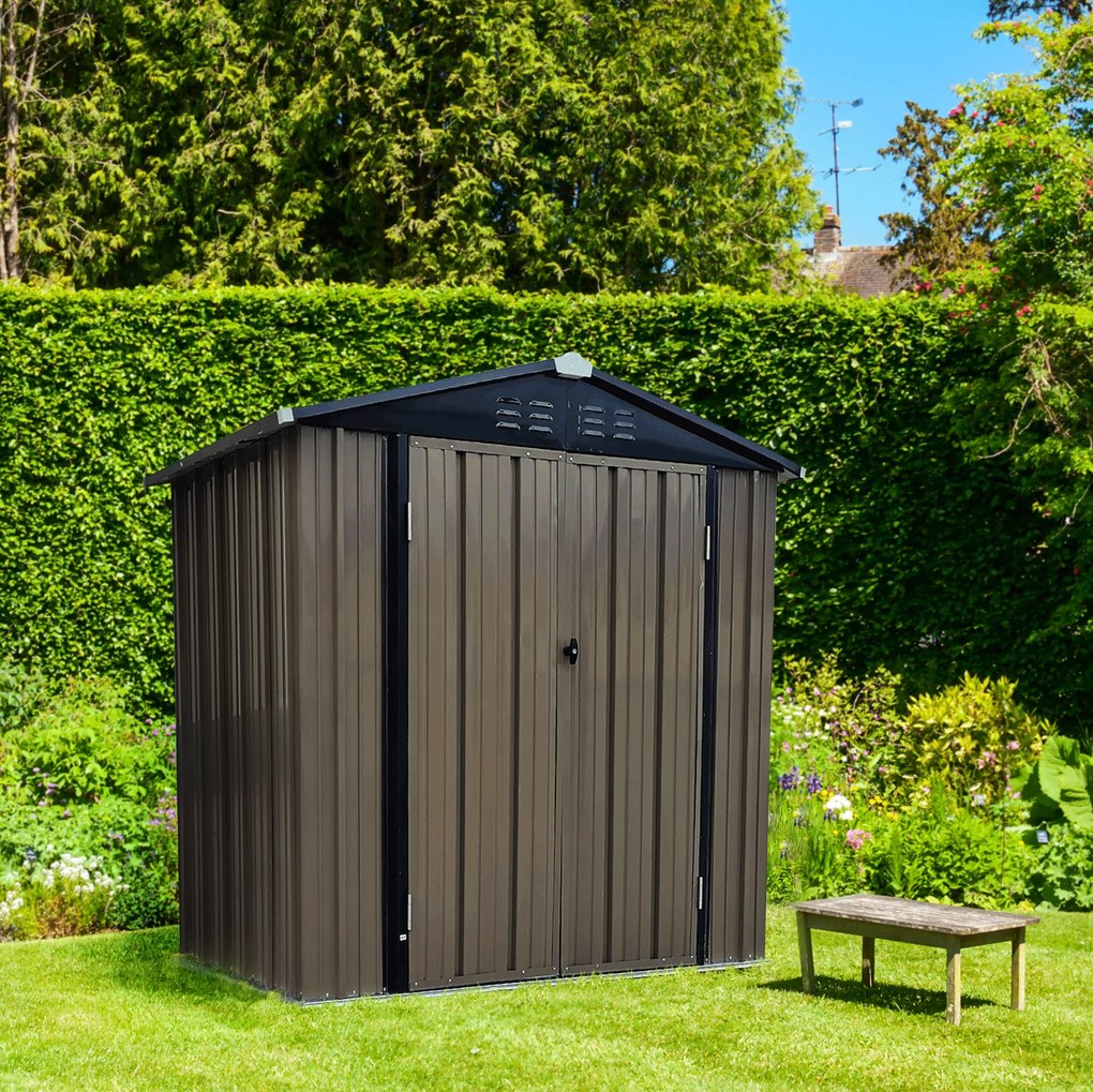 Pléh kerti szerszámos ház, barna/antracit, 2x1,3 m, RADOL