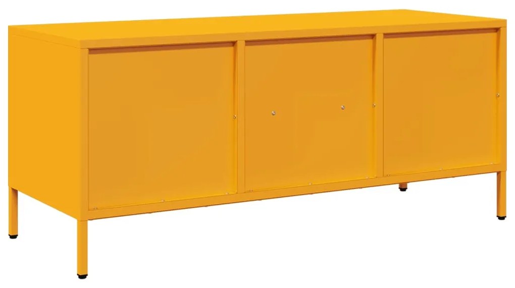 mustársárga hidegen hengerelt acél TV-szekrény 101,5x39x43,5 cm