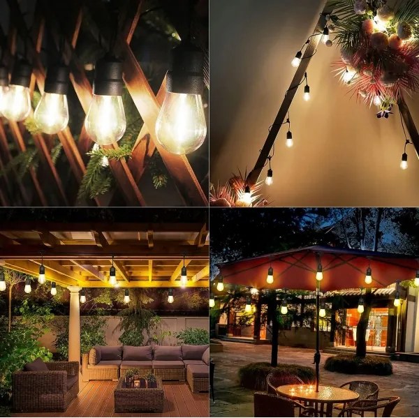 LED kültéri díszfüzér 10xE27/1W/230V 6,44 m IP44 fekete