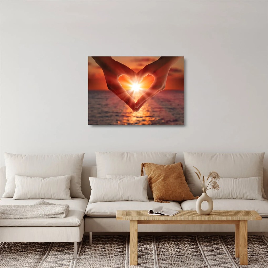 Kép - Nap a szívben (üvegen) (70x50 cm)