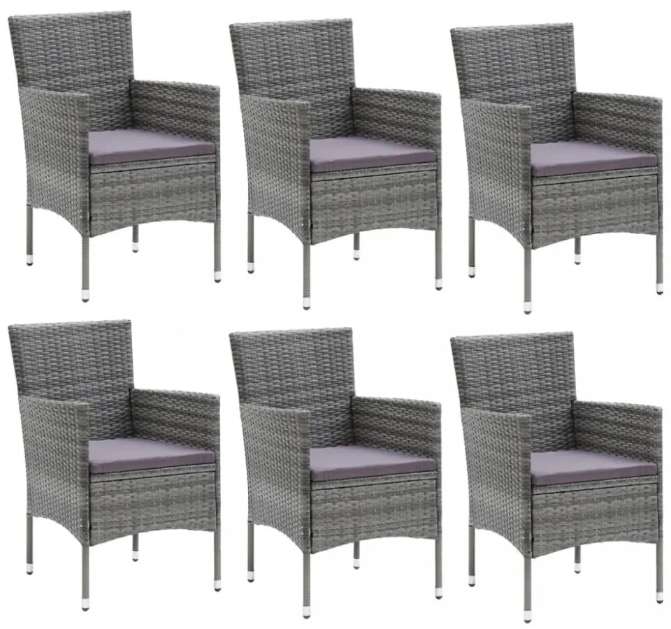 7 részes szürke polyrattan kerti étkezőgarnitúra párnákkal