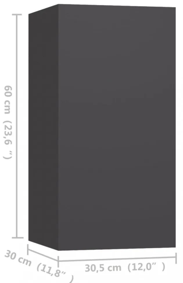 4 db szürke szerelt fa TV-szekrény 30,5 x 30 x 60 cm