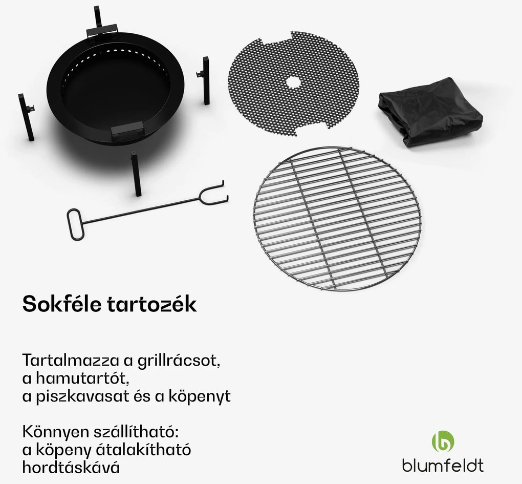 Ignite Pure tűzhely, alacsony füstölés, grillrács, rozsdamentes acél, hordozható, esővédő fedél, fogantyúk