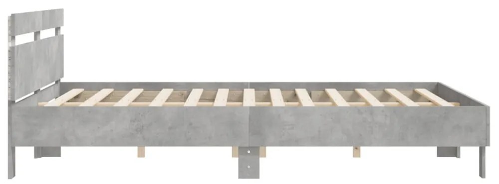 betonszürke ágykeret fejtámlával és LED-del 180 x 200 cm