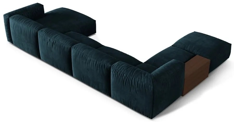 Sötétkék bársony moduláris sarokkanapé (bal oldali-U alakú) Martina – Micadoni