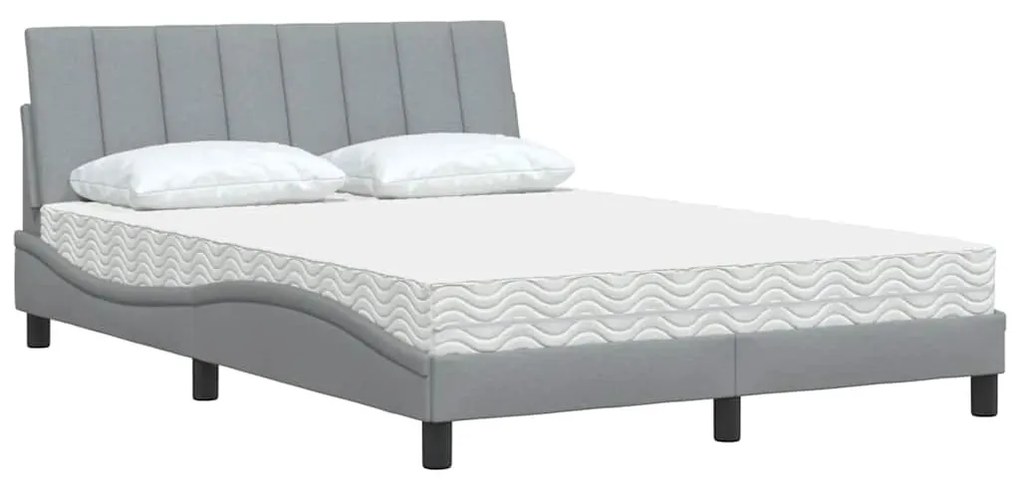 világosszürke szövet ágy matraccal Hanko 140x190 cm