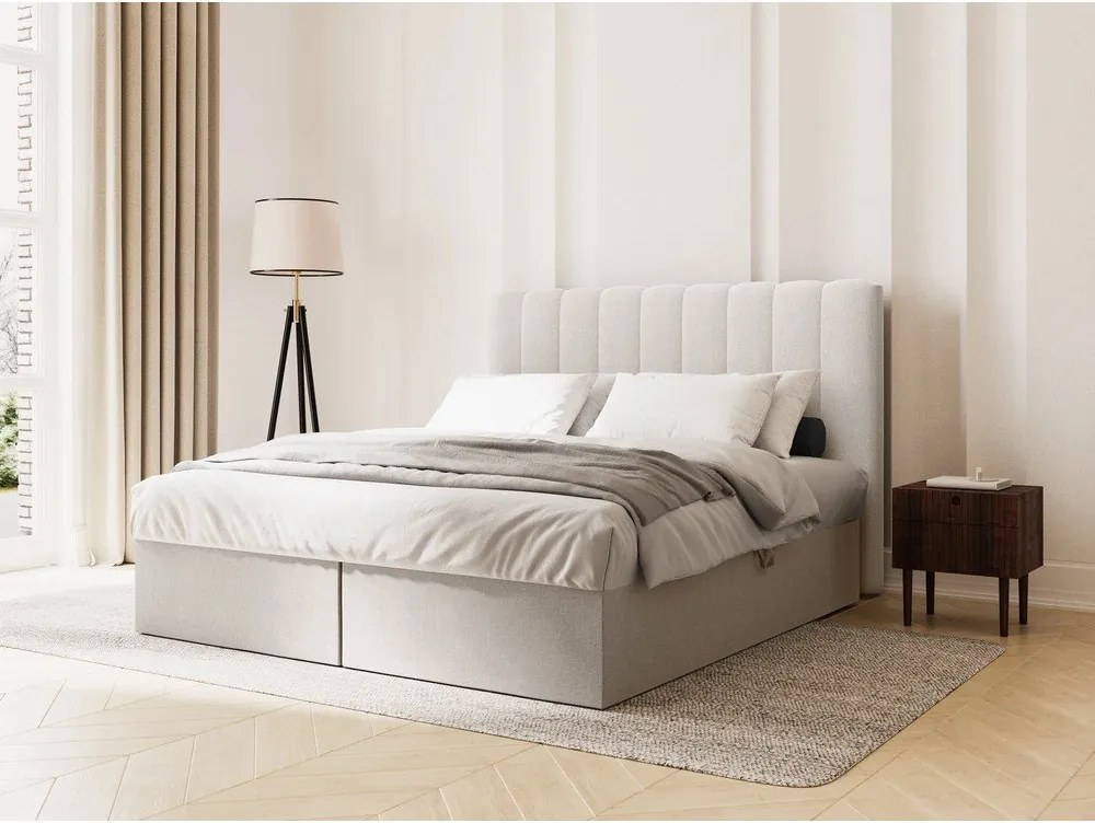 Bézs boxspring ágy tárolóhellyel 180x200 cm Gina – Milo Casa