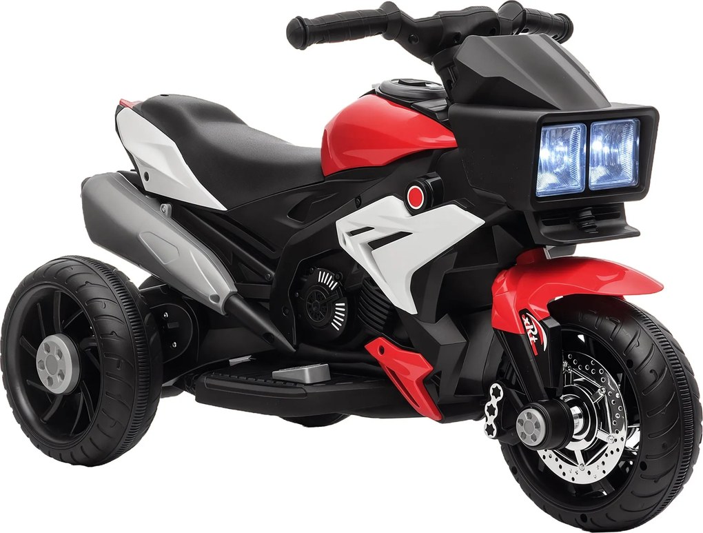 HOMCOM Elektromos Motorbicikli Gyerekeknek 3 éves kortól 6V Akkumulátoros Játék Motorkerékpár Fénnyel, Zenével, Középütt Gumikerekkel 3 km/h Sebességg